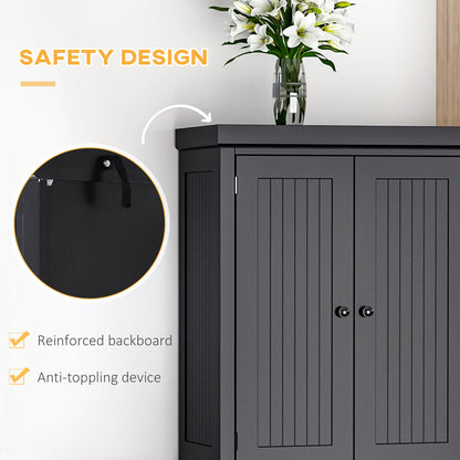 HOMCOM Traditional Kitchen Cupboard Freestanding Storage Cabinet with Drawer, Doors and Adjustable Shelves, Black