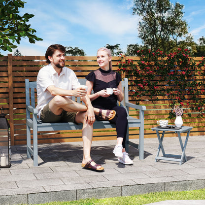 Outsunny 2-Seater Wooden Garden Bench Outdoor Patio Loveseat for Porch, Grey