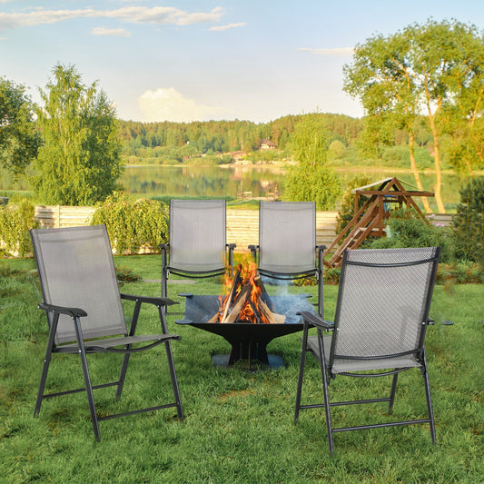 Outsunny Set of Four Folding Garden Chairs - Grey