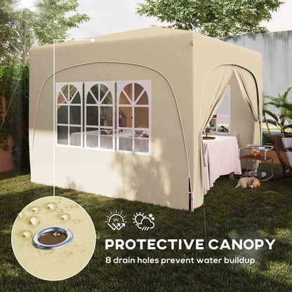 Outsunny 3 x 3m Pop-Up Gazebo Shelter, with Accessories - Sand