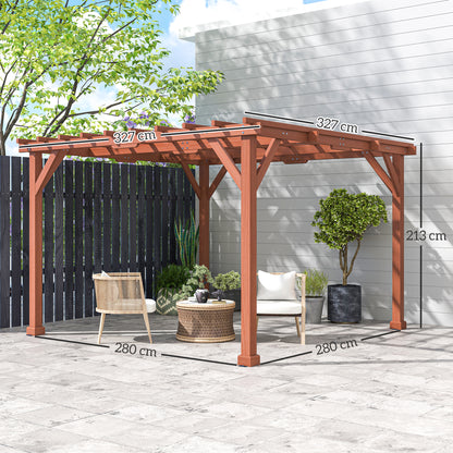 Outsunny 3.3 x 3.3(m) Wooden Pergola Kit, Graden Pergola Gazebo Grape Trellis with Stable Structure for Climbing Vines, Flowers