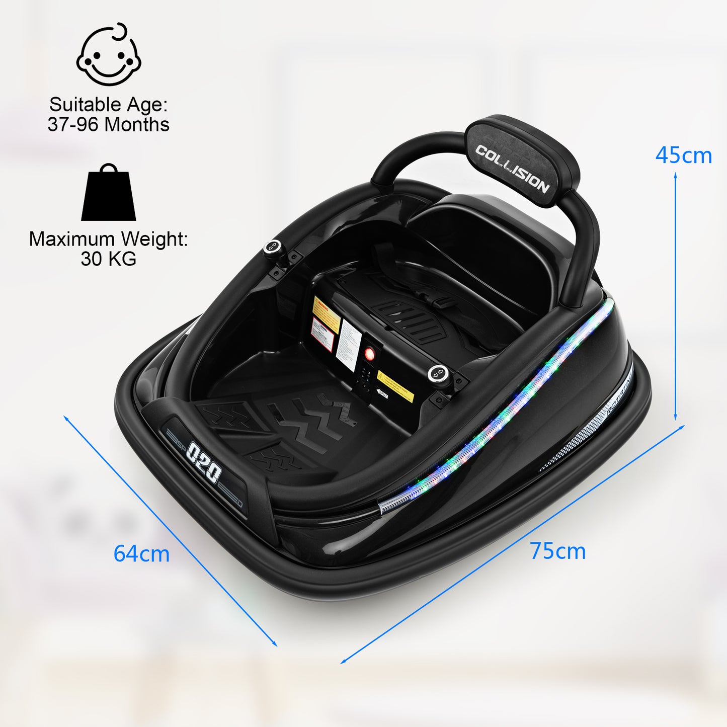 Electric Bumper Car with Remote Control-Black