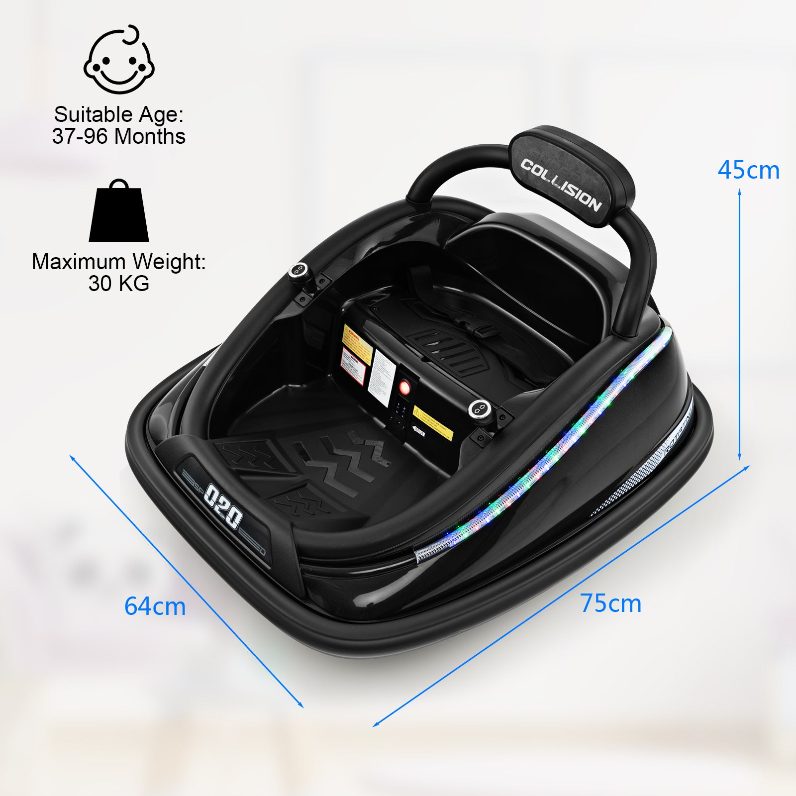 Electric Bumper Car with Remote Control-Black