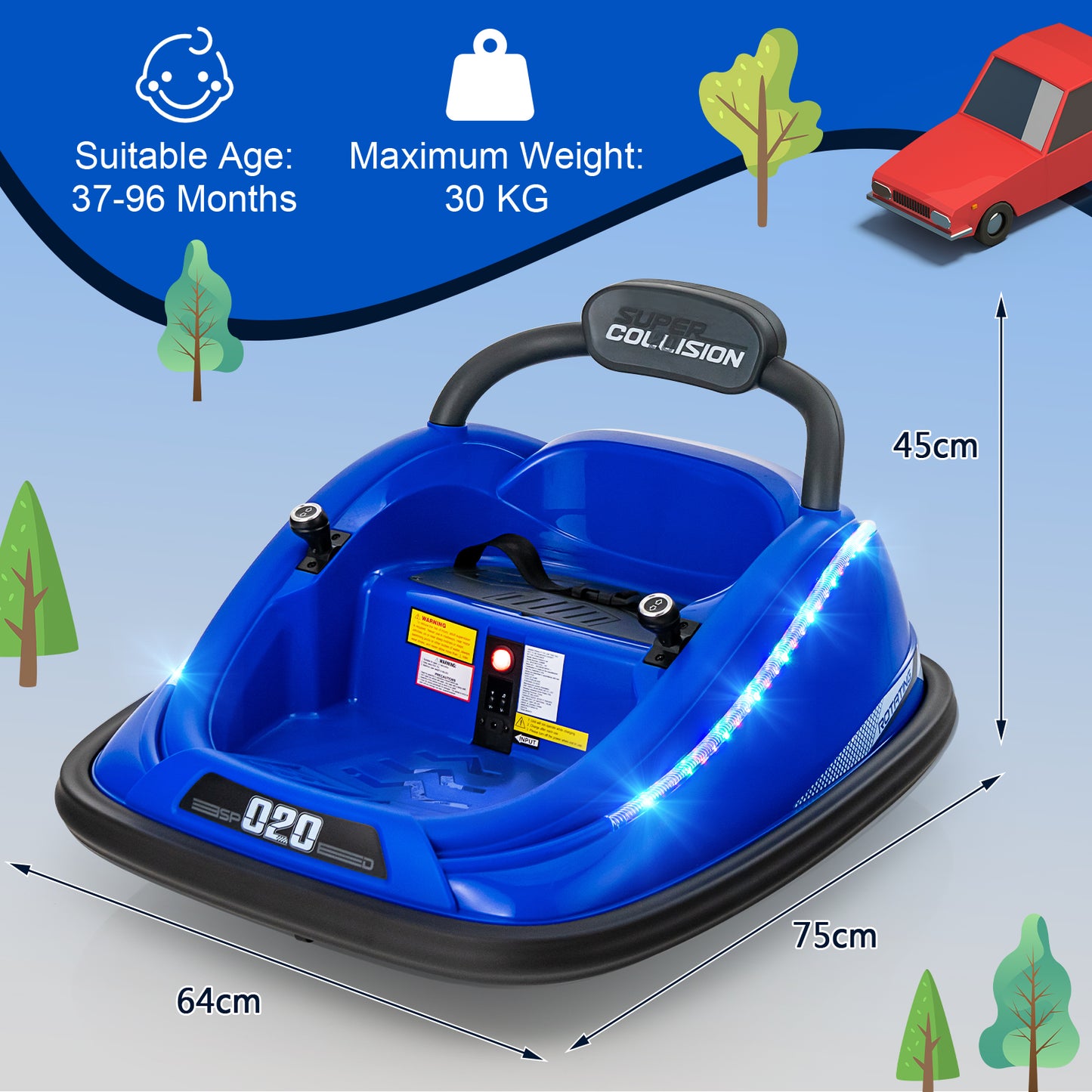 Electric Bumper Car with Remote Control-Blue