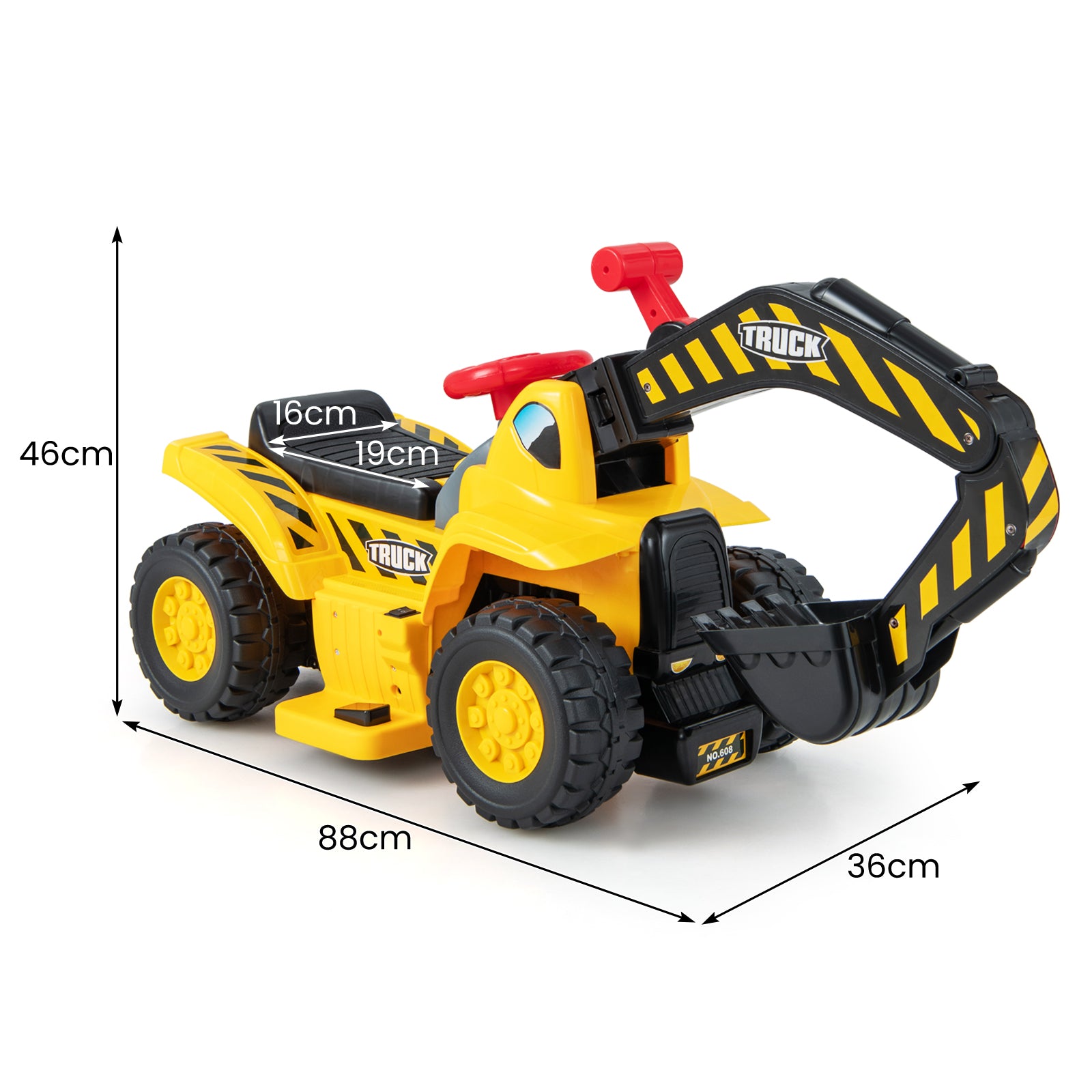 6V Electric Kids Ride On Excavator Toy with Storage and Sound Effects