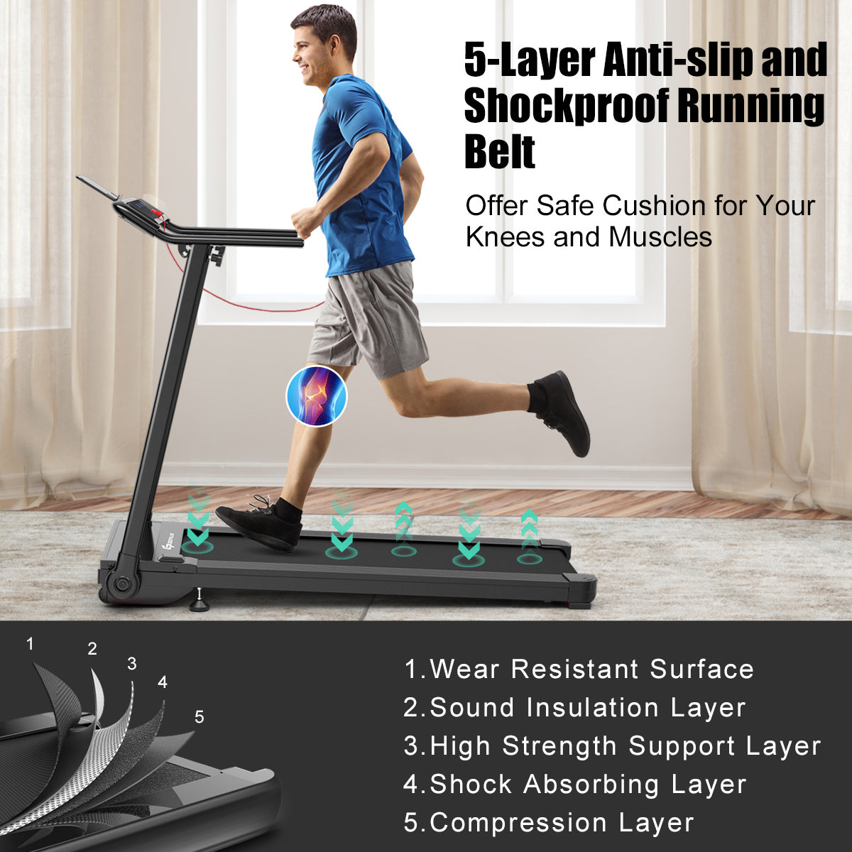 Portable Electric Walking Running Machine with LED Touch Screen