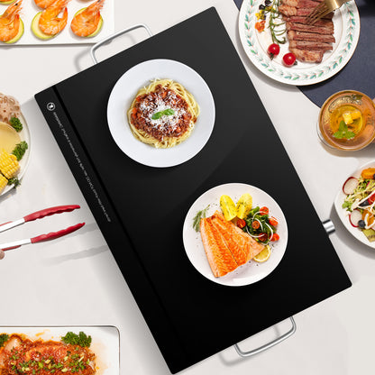 Electric Warming Tray with Cool-Touch Handles and Stainless Steel Frame