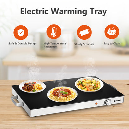 Electric Warming Tray with Cool-Touch Handles and Stainless Steel Frame