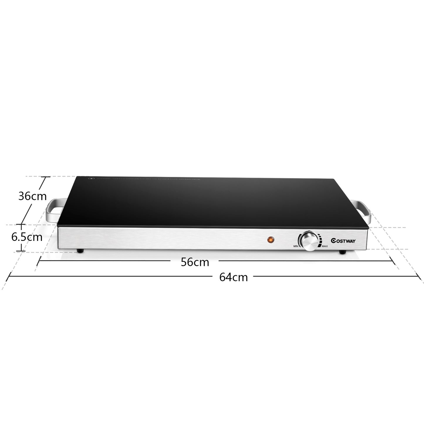 Electric Warming Tray with Cool-Touch Handles and Stainless Steel Frame