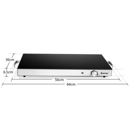 Electric Warming Tray with Cool-Touch Handles and Stainless Steel Frame