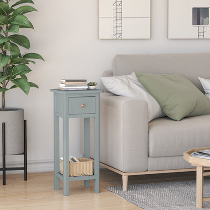 End Table with Storage Shelf and Drawer-Grey