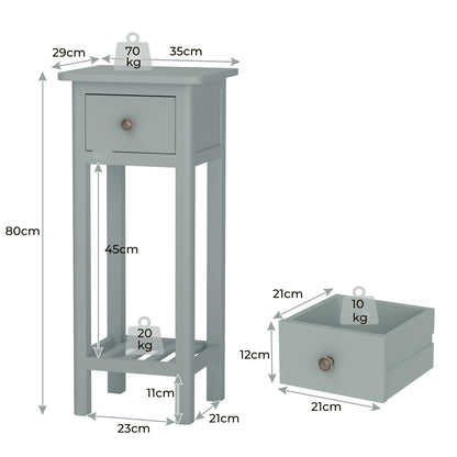 End Table with Storage Shelf and Drawer-Grey