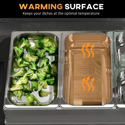HOMCOM 4 Tray Electric Food Warmer Buffet Server with Plate Warmer Function, Cool Touch Handles, Adjustable Temperature, 300W