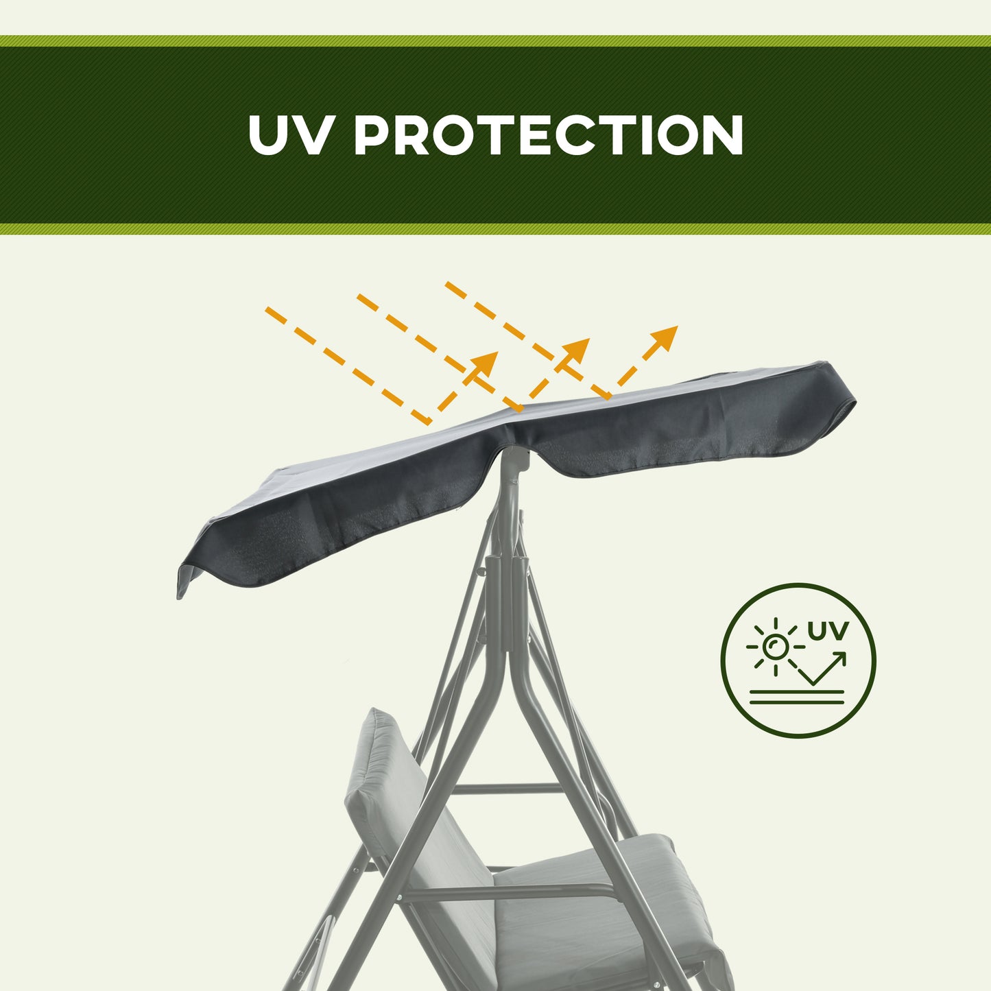 Outsunny 3 Seater Garden Swing Chair, Outdoor Swing Chair with Adjustable Canopy, Mental Frame & Cushions, Grey