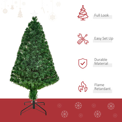 HOMCOM Prelit Christmas Tree Artificial Tree, Metal Base, Pre-Lit, 1.2m