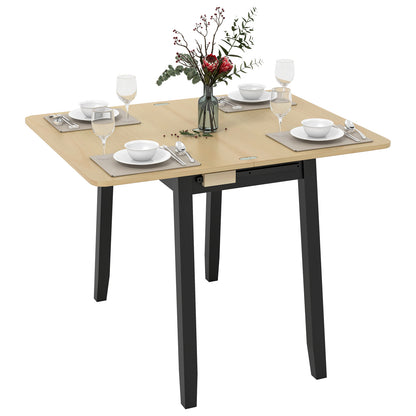 Extendable Dining Table for 4 Folding Kitchen Table with Storage Compartment-Natural