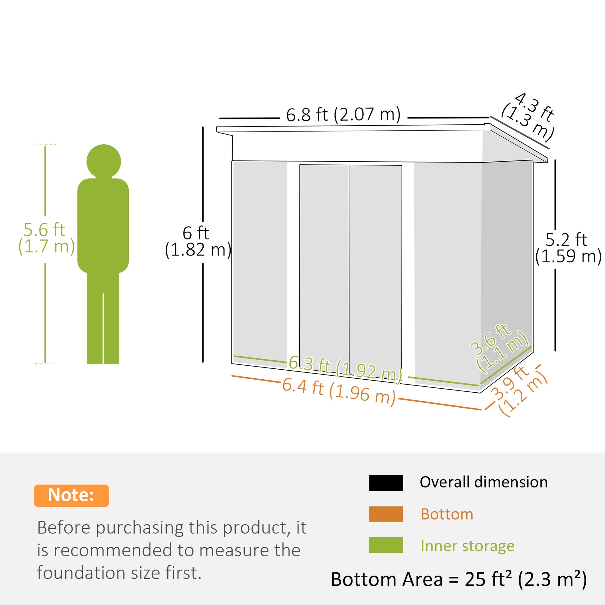 Outsunny 4 x 7ft Metal Shed - Grey Wood-Effect