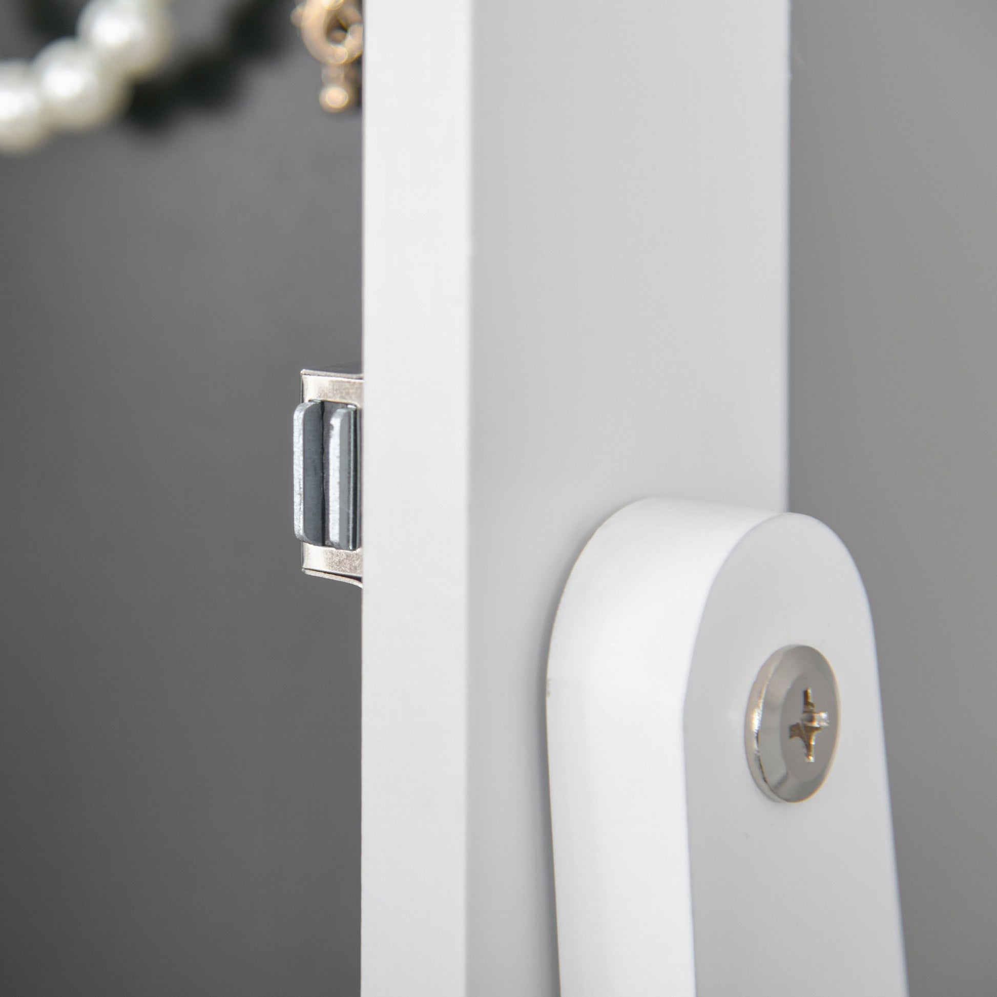 HOMCOM Full Body Mirrored Jewelry Cabinet W/ LED Light Jewelry Cabinet W/ 3 Angle Adjustable For Rings Earrings Bracelets Cosmetics Warm White