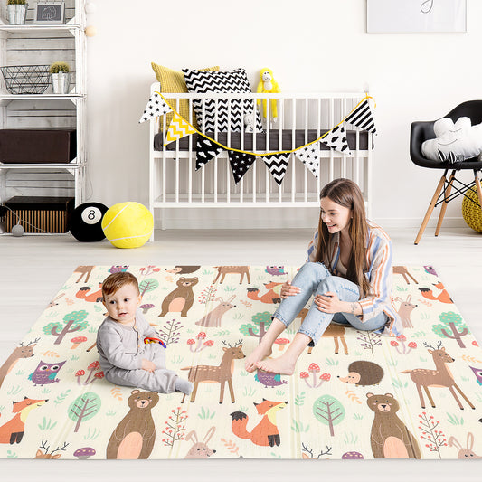HOMCOM Foldable Kids Foam Mat Reversible XPE Floor Mat Crawling Educational Toddler Playmat Portable Picnic Carpet Exercise Workout Mat