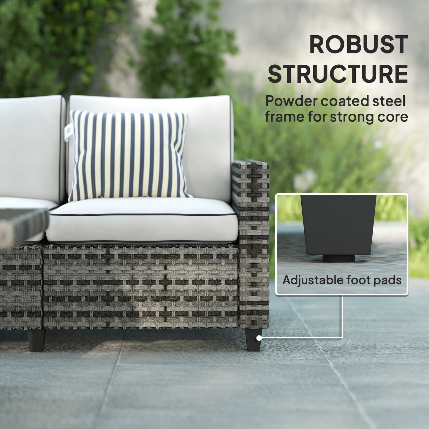 Outsunny Six-Piece Modular Rattan Sofa Set - Light Grey