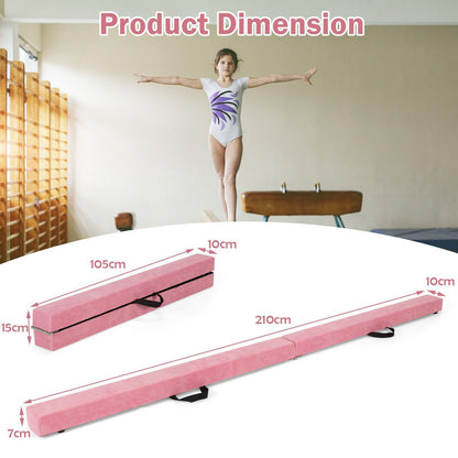 Portable Folding Gymnastic Beam with Carrying Handles-Pink