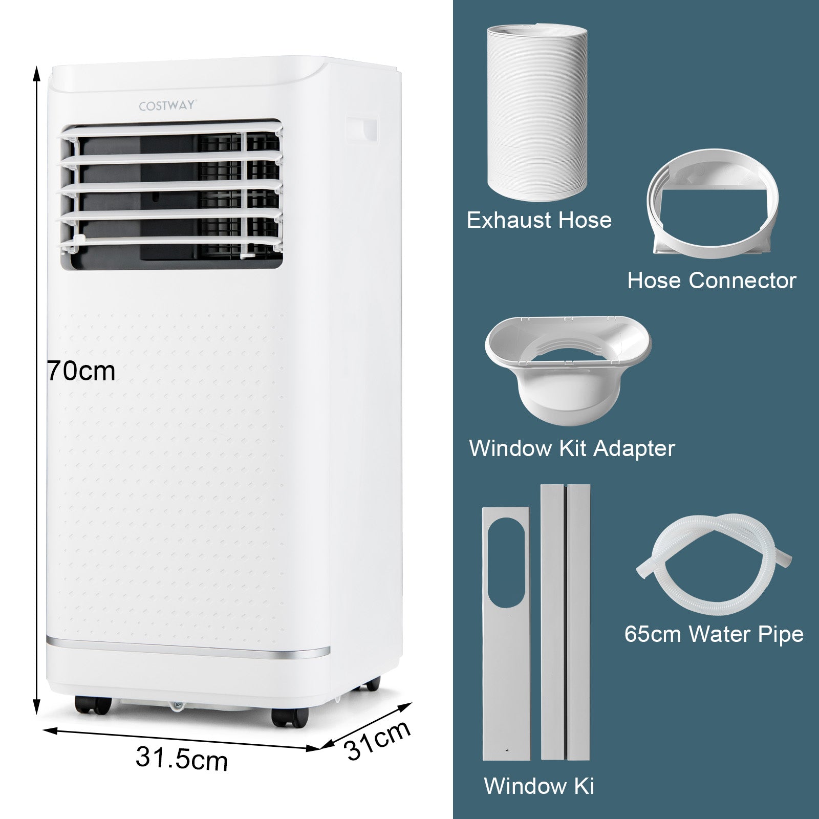 7000/9000 BTU 3-in-1 Portable Air Conditioner with Remote Control and 24H Timer-9000 BTU