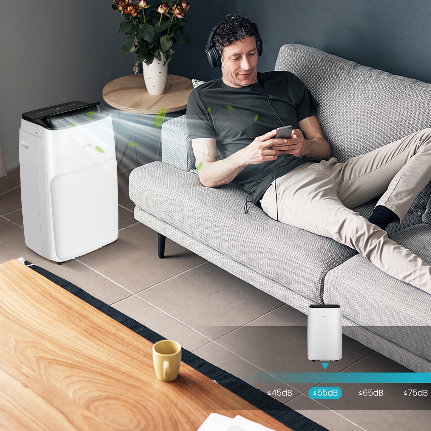 12000 BTU Portable Air Conditioner with WiFi Smart APP and Sleep Mode-White