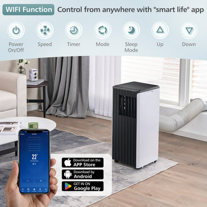 3-in-1 9000 BTU Portable Air Conditioner with App Control-Black