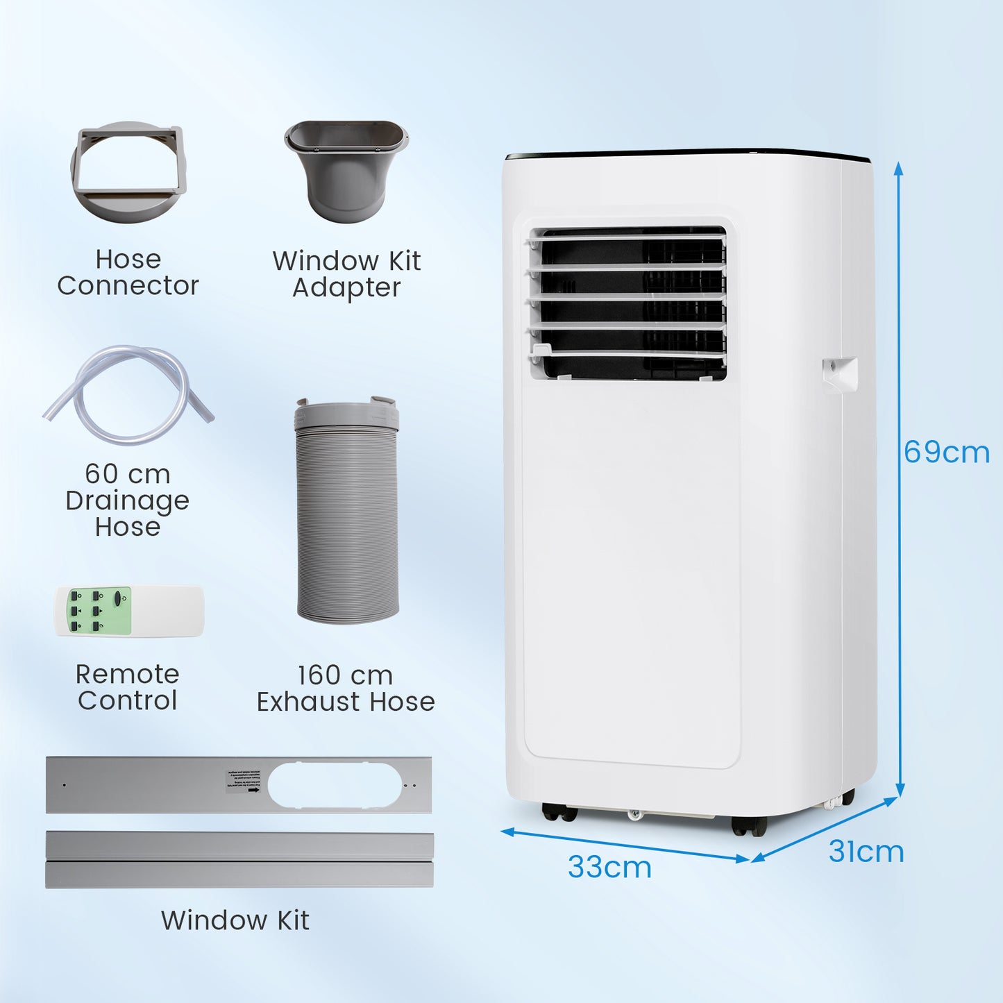8000 BTU Portable Air Conditioner with Dehumidifier Fan and Sleep Mode-White