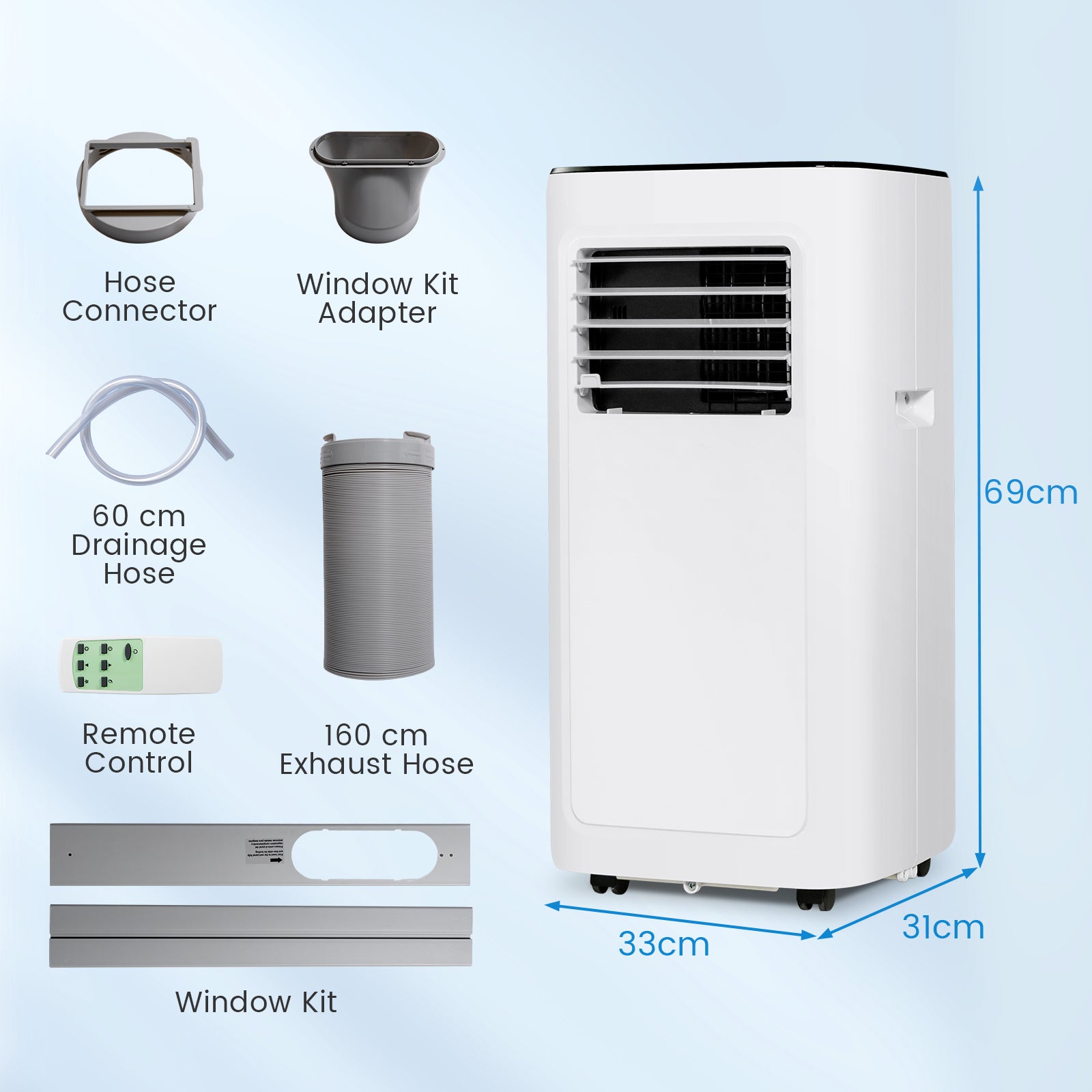 8000 BTU Portable Air Conditioner with Dehumidifier Fan and Sleep Mode-White