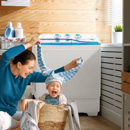 Portable Laundry Washer Spin Dryer with Timing Function and Drain Pump-Blue