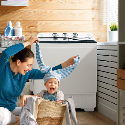 Portable Laundry Washer Spin Dryer with Timing Function and Drain Pump-Black