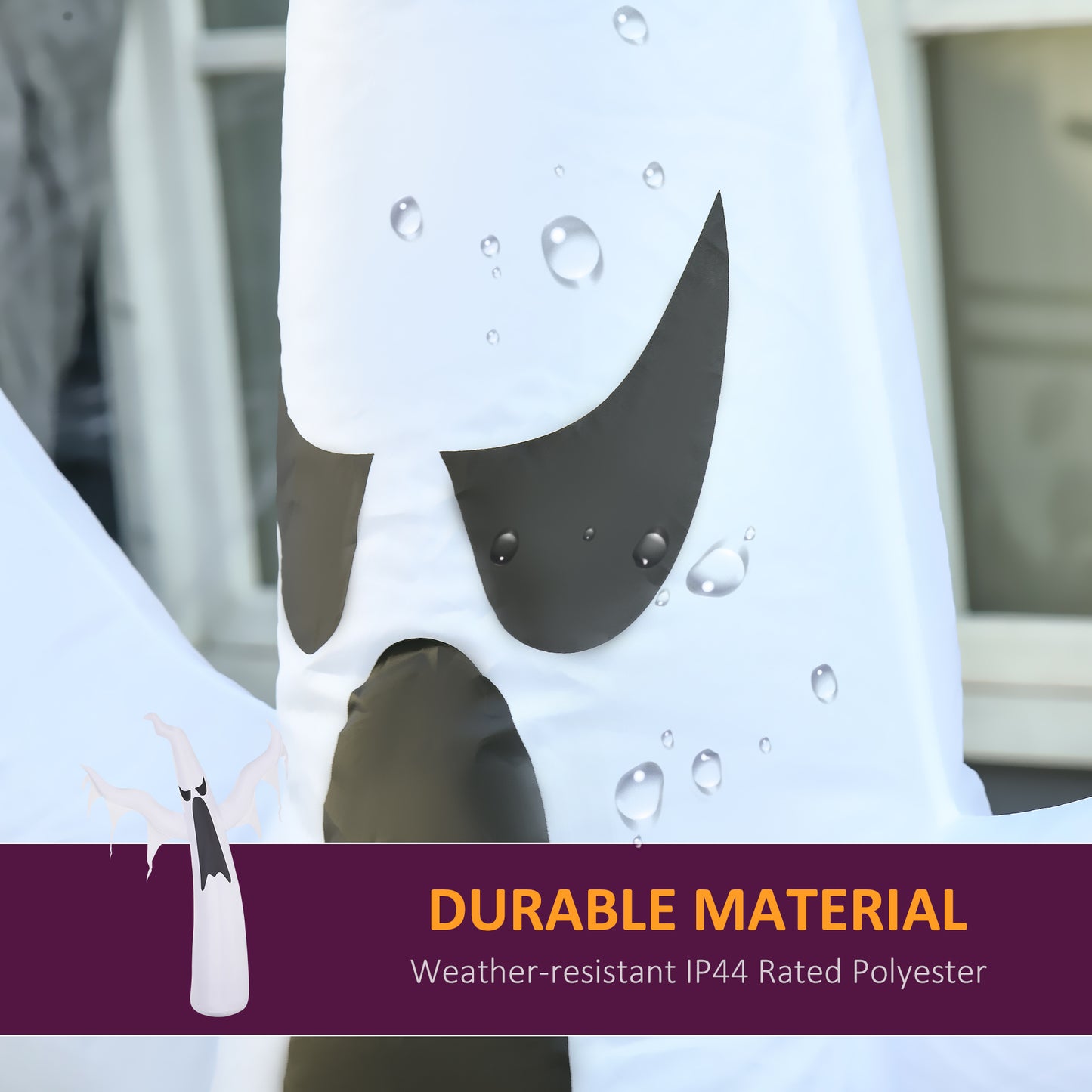 HOMCOM Next Day Delivery Scary Ghost Inflatable Halloween Scary Ghost Outdoor Decoration with LED Lights 1.2M