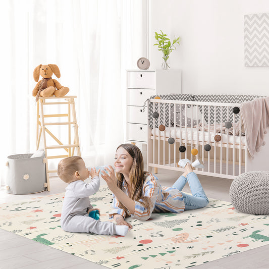 HOMCOM Foldable Kids Foam Mat Reversible Educational XPE Floor Mat Crawling Toddler Playmat Portable Picnic Carpet Exercise Workout Mat