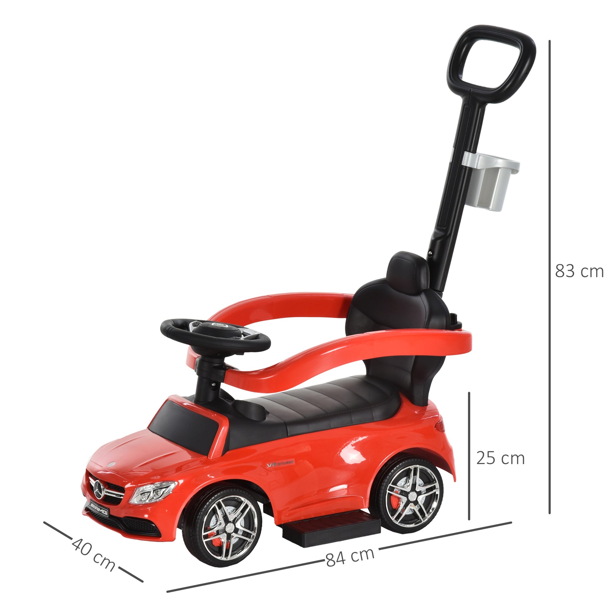 HOMCOM Baby Push Along Car Toddlers Ride On Car Stroller Licensed PP Mercedes-Benz for Ages 12-36 Months, Red