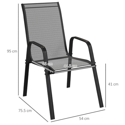 Outsunny Set of Four Stackable Mesh Seat Chairs - Black