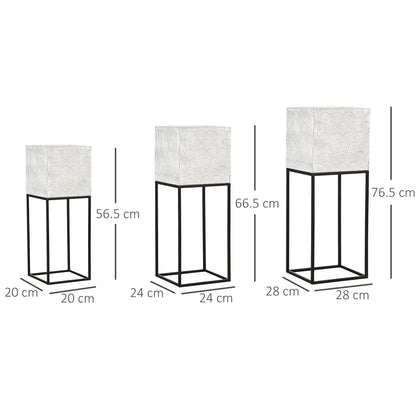 HOMCOM Metal Plant Stand Set of 3 with Legs, Decorative Square Planters with Stands Flower Pot Holders for Living Room, Bedroom