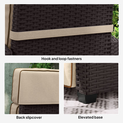 Outsunny 145° Reclining Rattan Armchair, with Footrest - Brown/Khaki