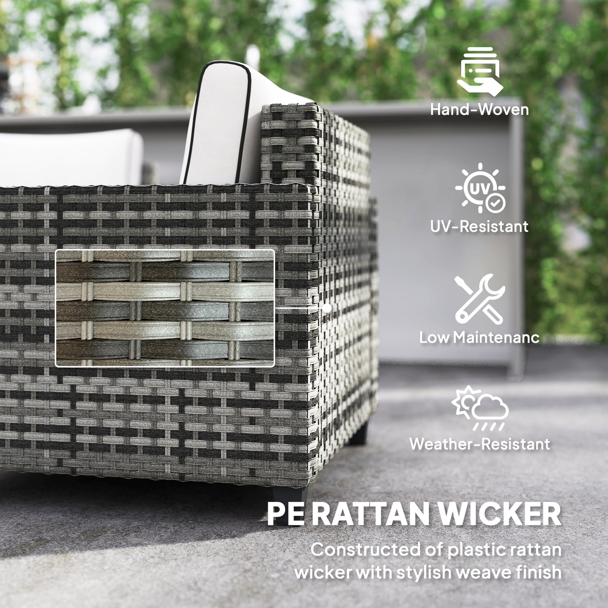 Outsunny Six-Piece Modular Rattan Sofa Set - Light Grey