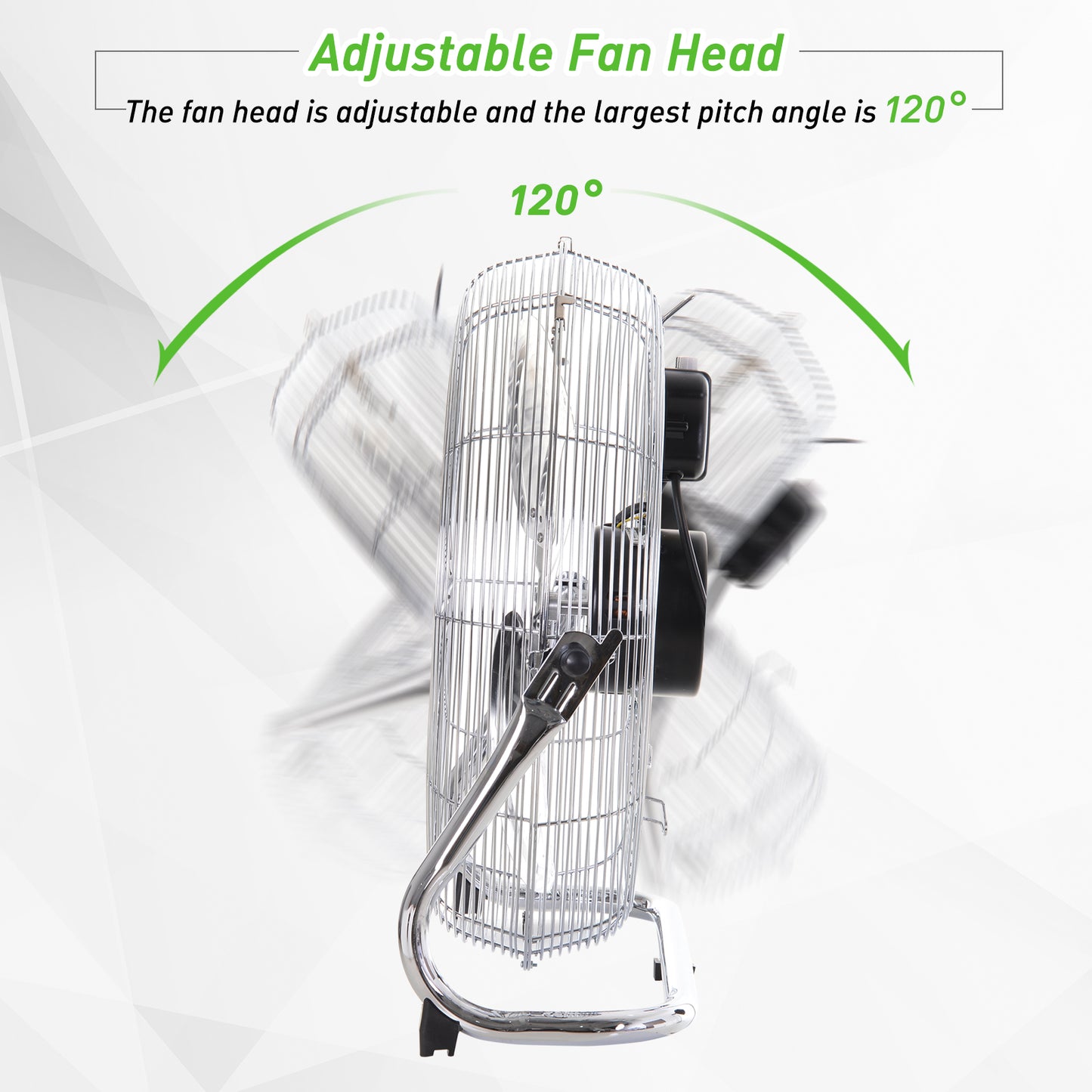 HOMCOM 20" Chrome Metal Floor Standing Fan with Tilting, High Velocity, 3 Speed, Portable Gym Fan for Home Office, Silver