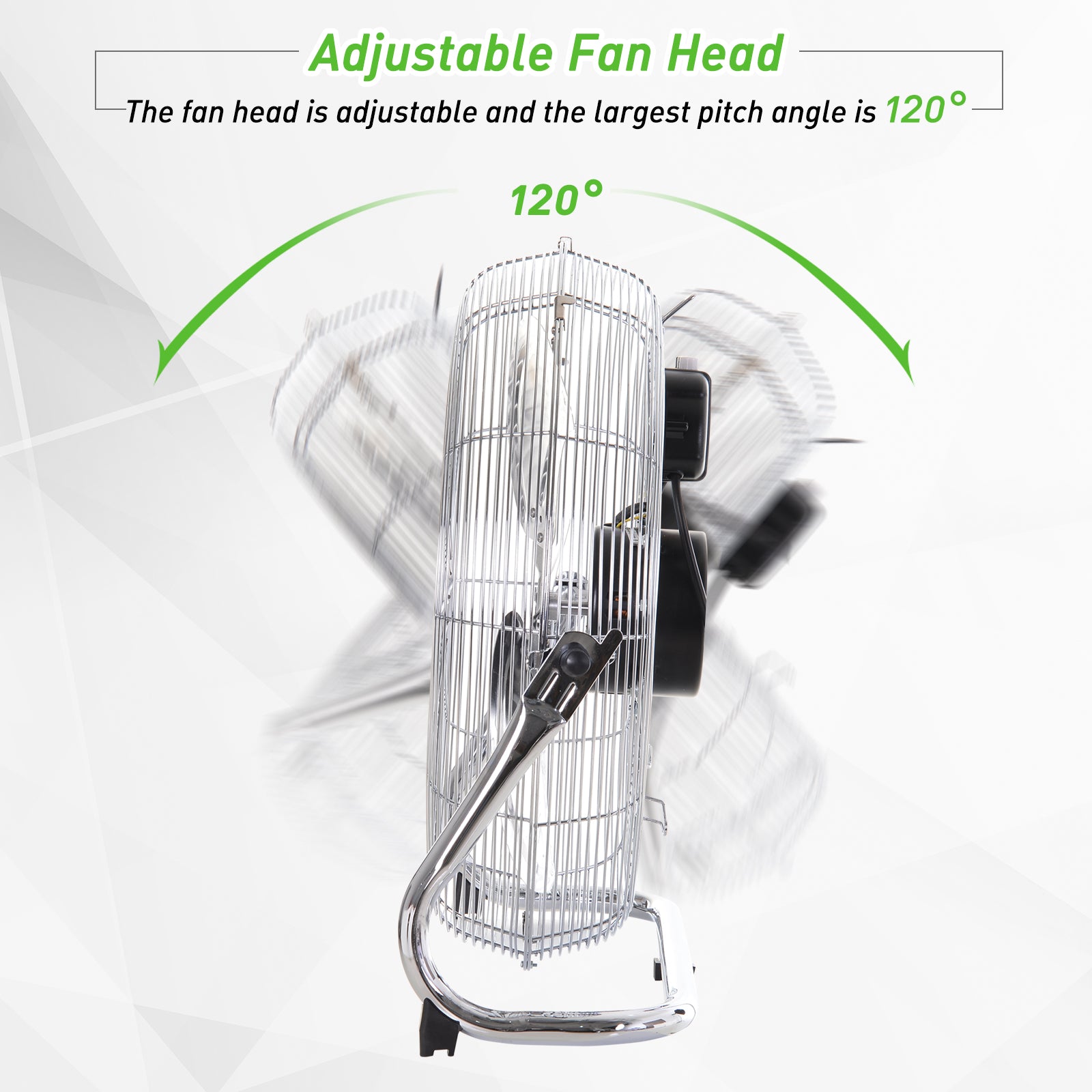 HOMCOM 20" Chrome Metal Floor Standing Fan with Tilting, High Velocity, 3 Speed, Portable Gym Fan for Home Office, Silver