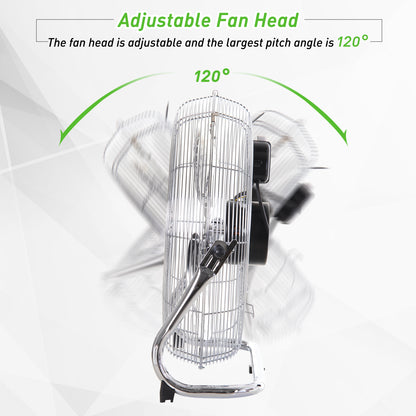 HOMCOM 20" Chrome Metal Floor Standing Fan with Tilting, High Velocity, 3 Speed, Portable Gym Fan for Home Office, Silver