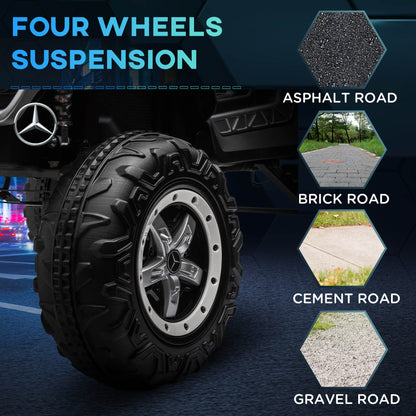 HOMCOM 12V Licensed Mercedes-Benz Kids Electric Ride On Car, Battery Powered Off-road Toy with Remote Control, Horns, Lights