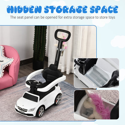 HOMCOM Toddlers Push Along Car Licensed PP Mercedes-Benz Ride On Stroller White