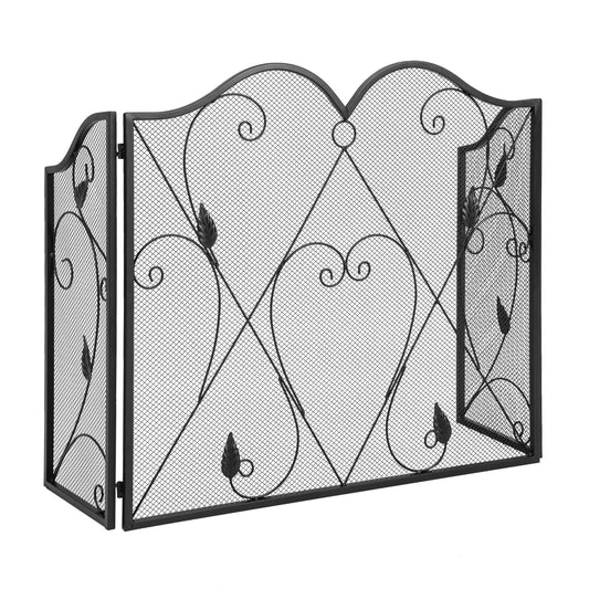 3 Panel Fireplace Screen with Flexible Hinges for Living Room Bedroom