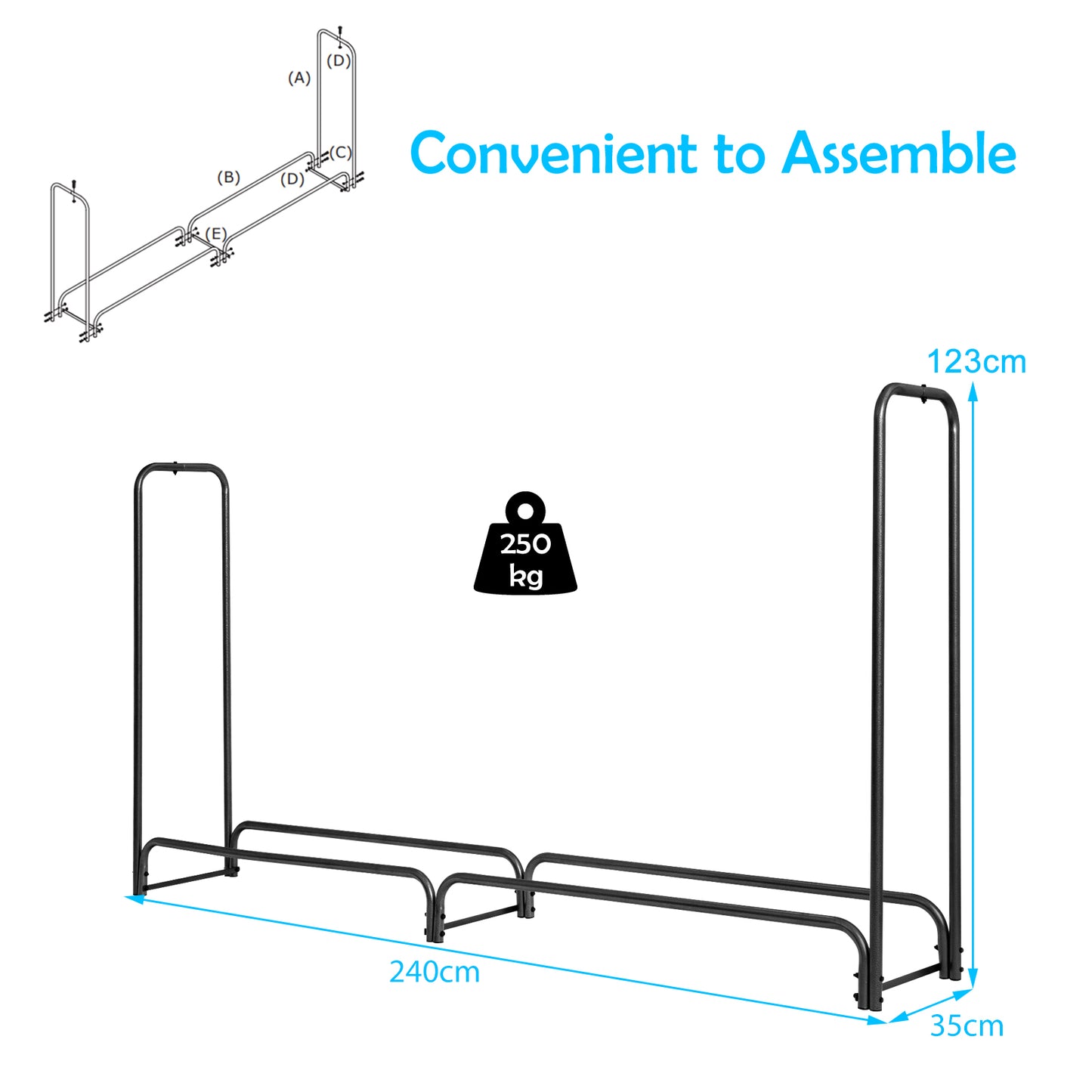 Firewood Storage Log Rack with Waterproof PVC Cover-8FT