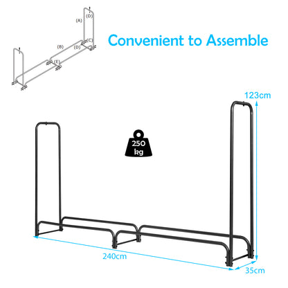Firewood Storage Log Rack with Waterproof PVC Cover-8FT