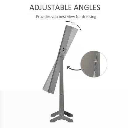 HOMCOM Jewellery Cabinet with Full-Length Mirror, Mirror Armoire, Lockable Jewellery Organiser for Bedroom Dressing Room, Grey