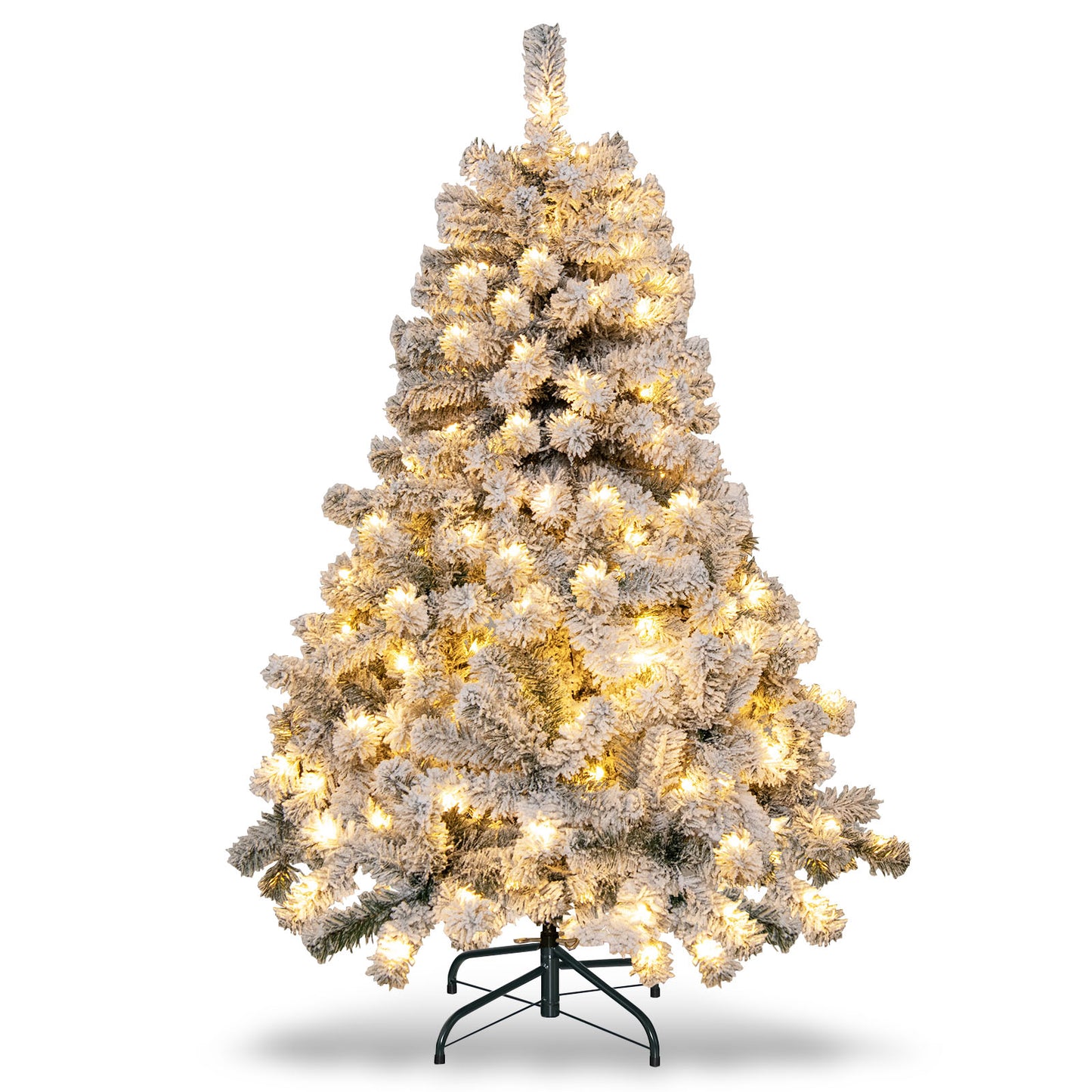 4.5 Feet Flocked Christmas Tree with 295 Tips and 150 LED Lights