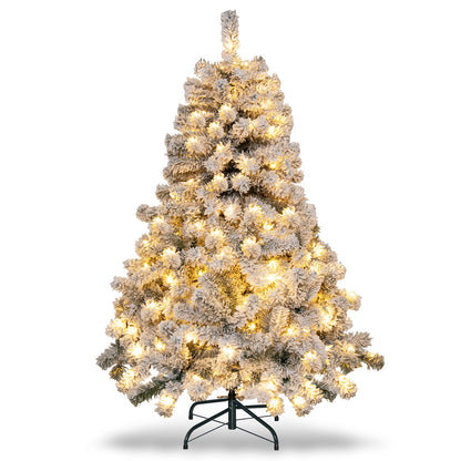 4.5 Feet Flocked Christmas Tree with 295 Tips and 150 LED Lights